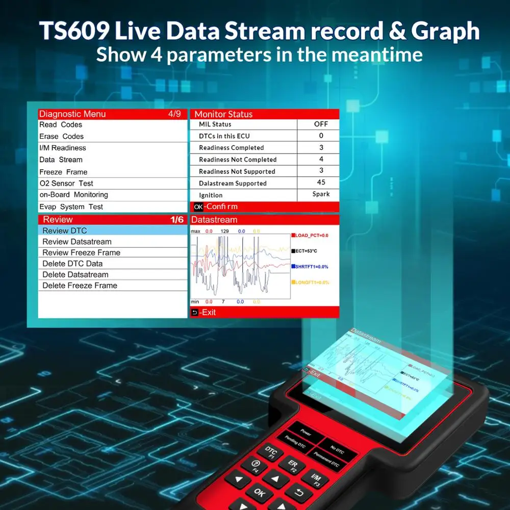 Автомобильный диагностический инструмент OBD2 Thinkscan TS609 ABS SRS AT has TPMS/EPB/Oil 8 Функция