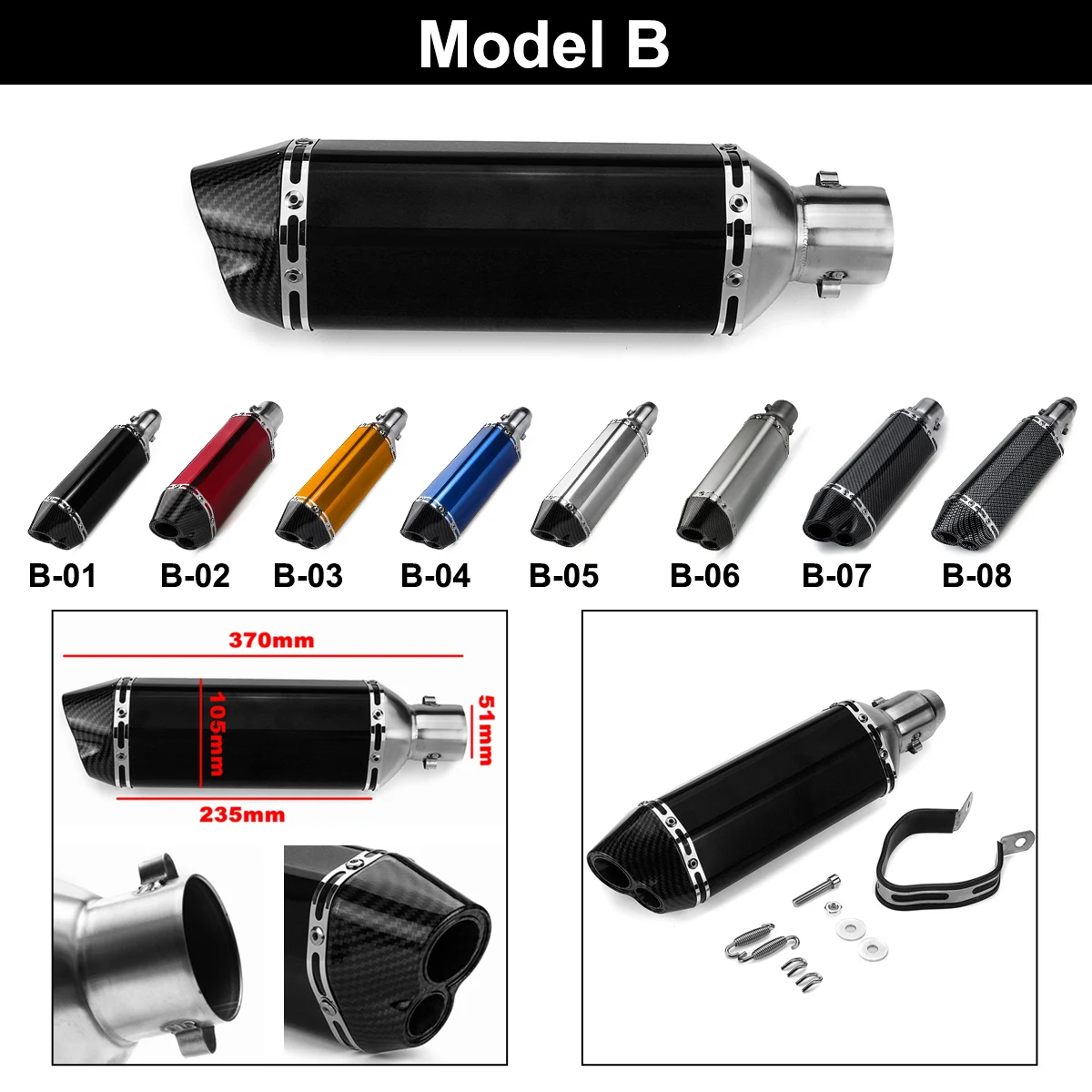 Для Suzuki/Honda/Kawasaki/escape Moto 38-51 мм нержавеющая сталь черный Универсальный мотоцикл двойной выход глушитель выхлопной трубы