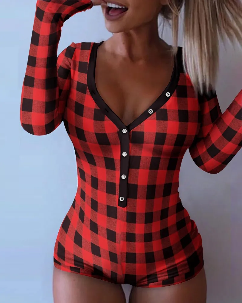 Valentine's Day Sexy Bodycon Playsuits Long Sleeve Butt Flap Rompers Women Sleepwear One Piece Nightwear Outfits women jumpsuit,women bodysuit sleep wear set