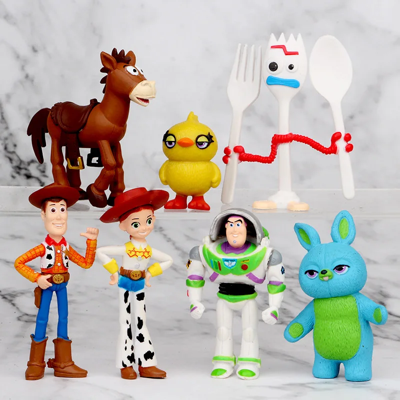 Details about   Toy Story 4 Action Figure Toy Woody Buzz Lightyear Jessie Forky Doll 7pcs/set 