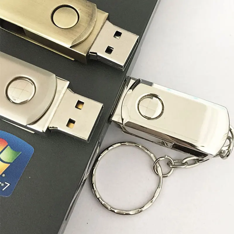Новое металлическое вращение Usb флэш-накопитель 2,0 4 ГБ 8 ГБ 16 ГБ 32 ГБ 64 ГБ логотип Заказные флешки творческий большой палец U диск устройство для хранения