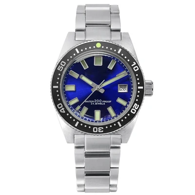 San Martin, новинка, 62MAS, автоматические часы, 200 м, водостойкий стальной ремешок, керамический ободок, модные мужские наручные часы из нержавеющей стали - Цвет: M8 Mineral glass