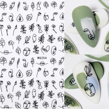 

1PC 3D Nail Sticker Stick Figure Woman Face pattern special Transfer Picture Flowers Sliders Sticker DIY Nail Art Decoration