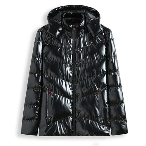 Large size Men Winter jacket Casual fat Hooded Parka Men Fashion Patchwork Cotton Coat Thick Warm Male Parka Zipper Jacket - Цвет: Черный