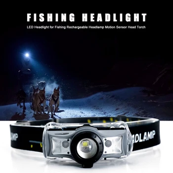 

USB Rechargeable Headlight Motion Sensor LED Headlamp Head Torches Fishing for Outdoors Camping Hiking Accessories