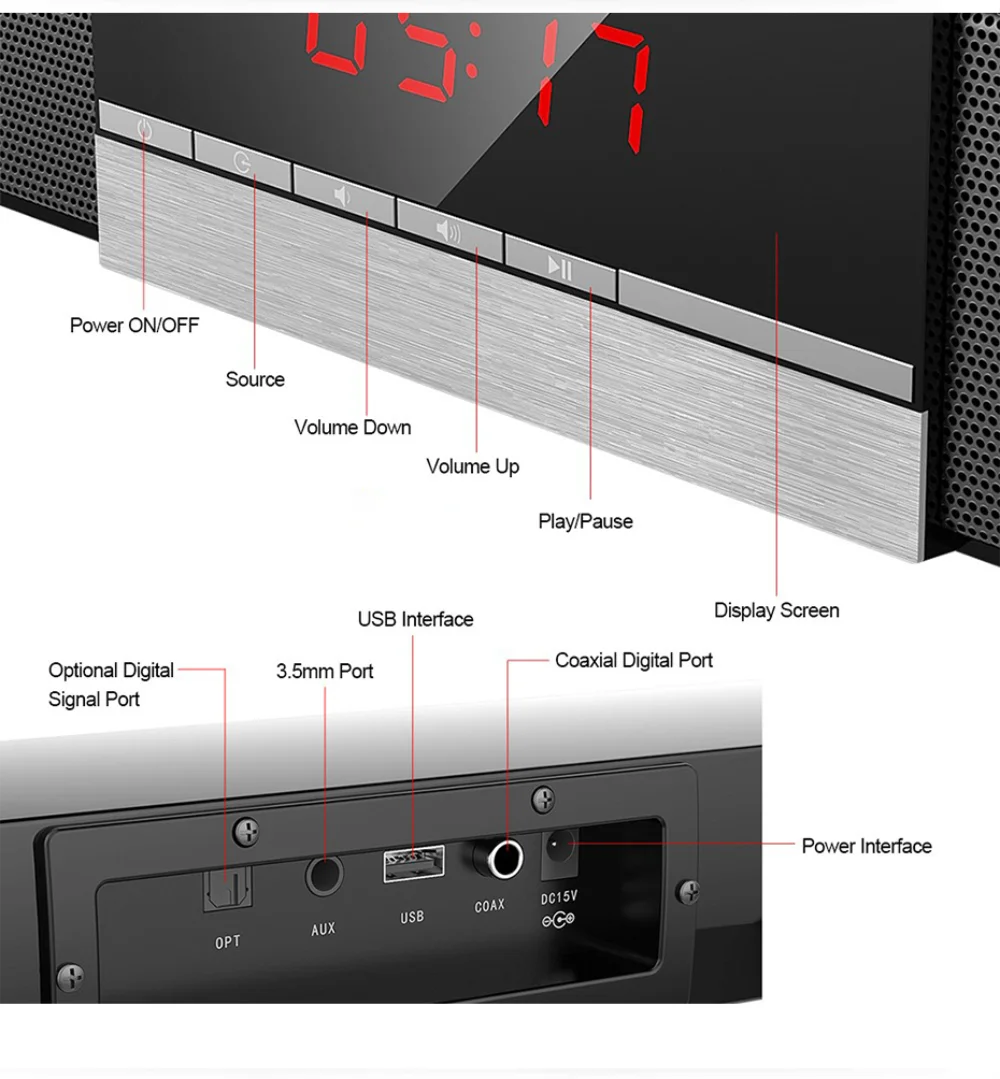 Home theater TV Soundbar 40W Wireless 5.0