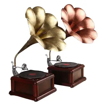 

Vintage Nostalgic Phonograph Model Retro Record Player Ornament Coffee Bar Office Furnishing Articles Craft Home Decoration Gift