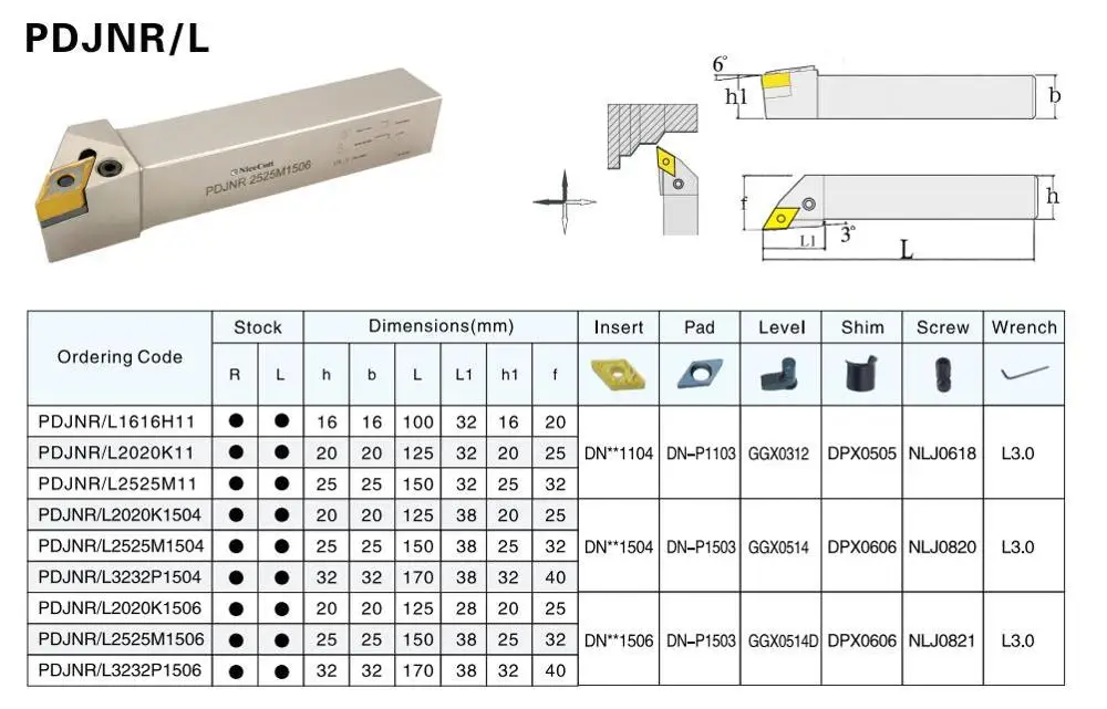 Nicecutt токарный инструмент PDJNR2020K1506 PDJNL 2020K1506 для DNMG вставить внешний токарный инструмент держатель