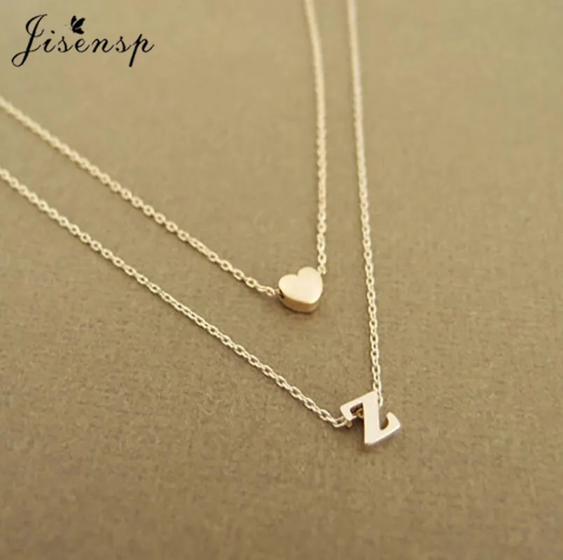 Jisensp Personalize Tiny Heart Initial Letter Necklace Dainty Letter Name Choker Necklace Gold Pendant for Women Birthday Gift