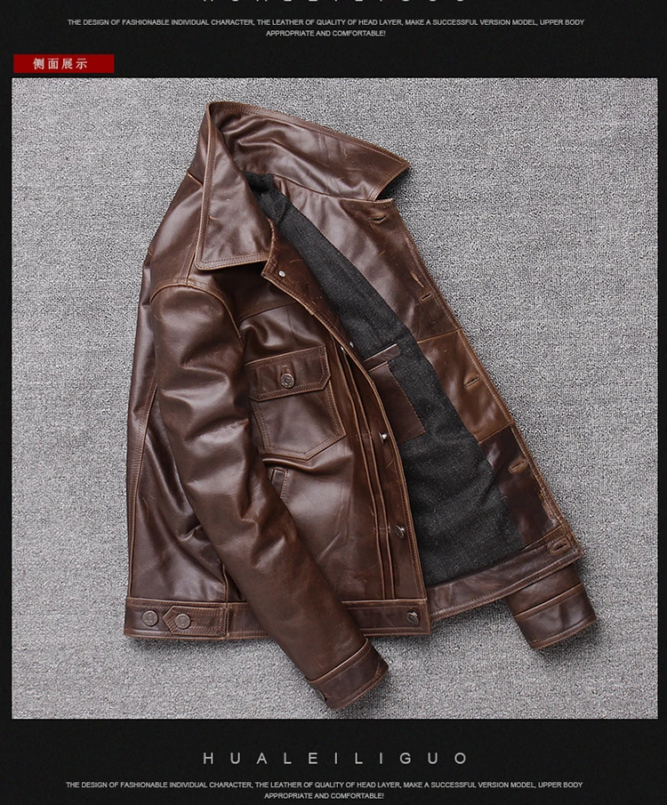 Seveyfan Мужская винтажная куртка из натуральной воловьей кожи, мотоциклетная Байкерская приталенная куртка из натуральной кожи для мужчин R2934