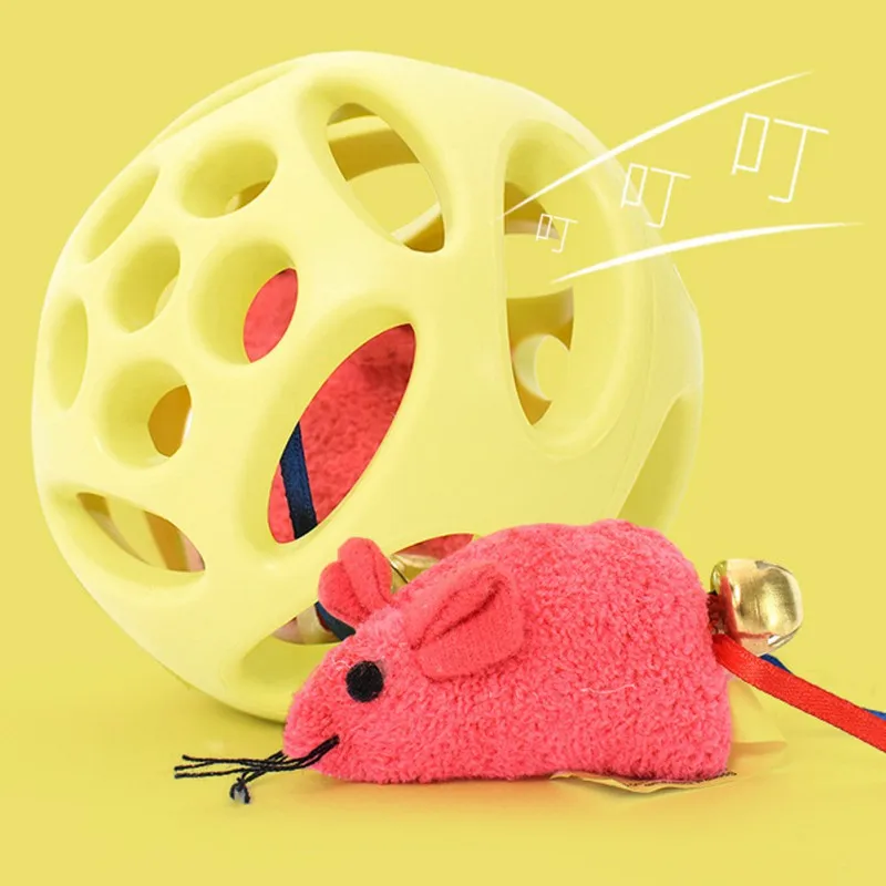 Интерактивная игрушка для домашних животных для кошек с кошачьей мячей и колокольчиком внутри, устойчивый к царапинам резиновый мяч для катания
