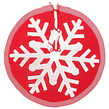 

Christmas Tree Skirt Holiday Decoration Red Snowflake Pattern Wool Christmas Tree Skirt