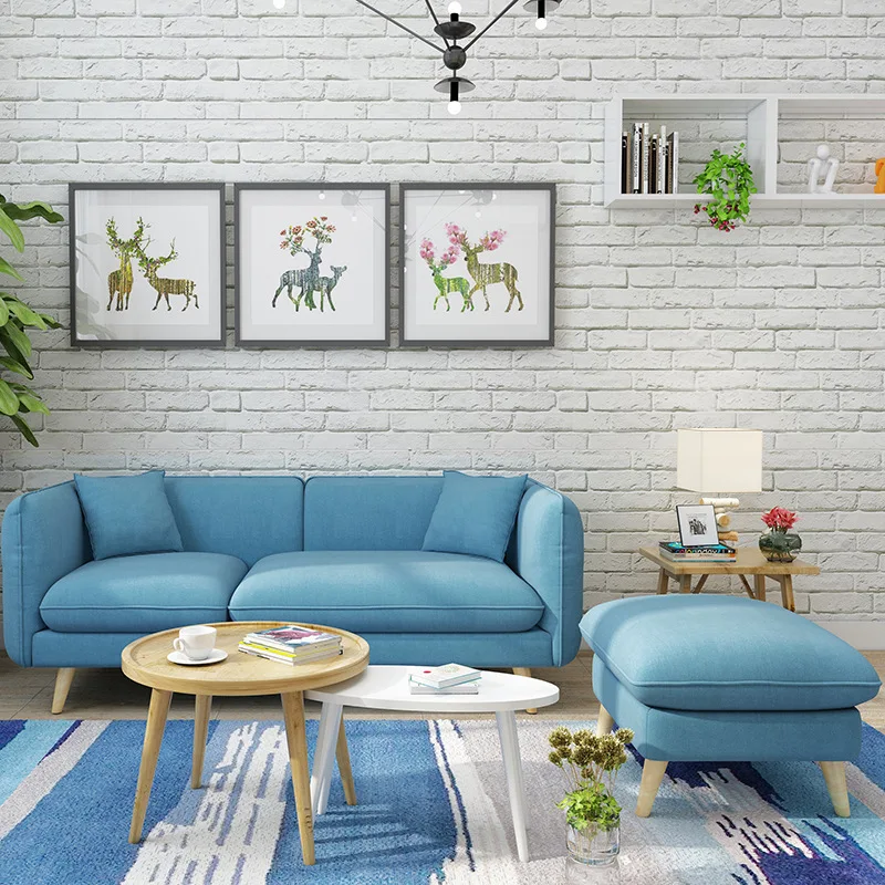 

Simple Small Apartment Double Three Seats Fabric Sofa Northern European-Style Living Room Bedroom Office Cafe Hotel Small Sofa