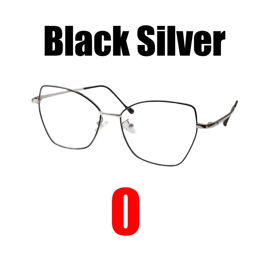 Black Silver 0 SOOLALA Ультралегкая оправа с бабочкой, очки для близорукости по рецепту, женские очки, оптические линзы, диоптрийные очки от-1,0 до-4,0 - Цвет оправы: Black Silver 0