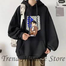 

90s Japanese Anime Attack on Titan Shingeki No Kyojin Graphic Hoodies Men Unisex Oversized Funny Cartoon Sweatshirt Hoody Male