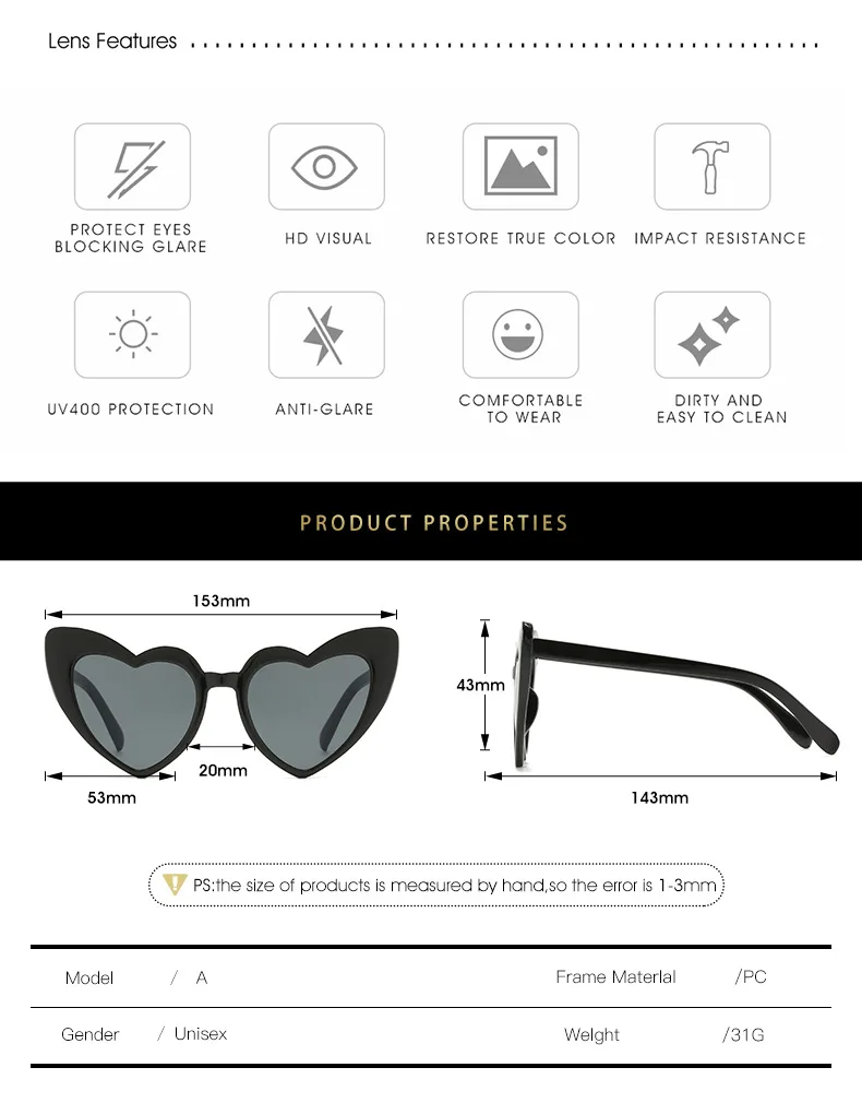 Fashion Heart Shaped Sunglasses Parent-Child Matching Outfits Love Sun Glasses Street Shooting Eyewear Women Girls Baby UV400 big sunglasses