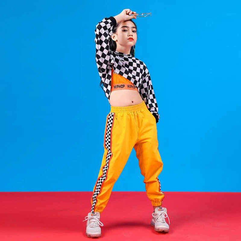 Kids Hip Hop Clothing Dance Costume for Girls Cropped Sweatshirt Shirt Top Jogger Pants Jazz Ballroom Dancing Streetwear Clothes