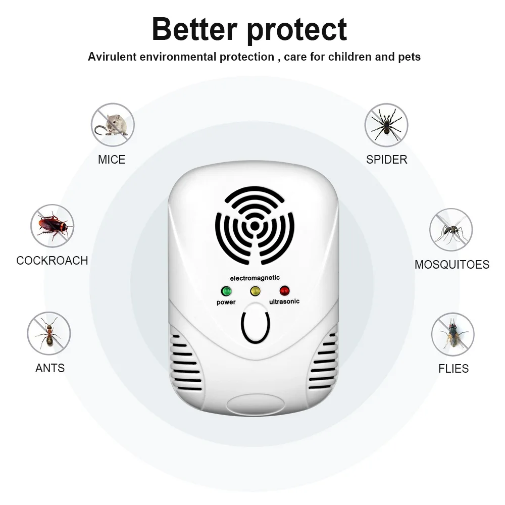 

Ultrasonic Pest Repeller Mosquito Killer Pest Control Electronic Anti Rodent Insect Repellent Mole Mouse Cockroach Mice EU US