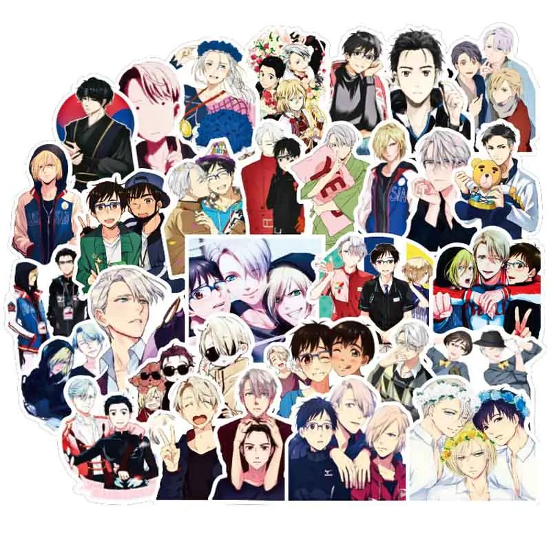 50 шт YURI! На льду аниме стикер мультфильм ПВХ для граффити наклейки чехол ноутбука