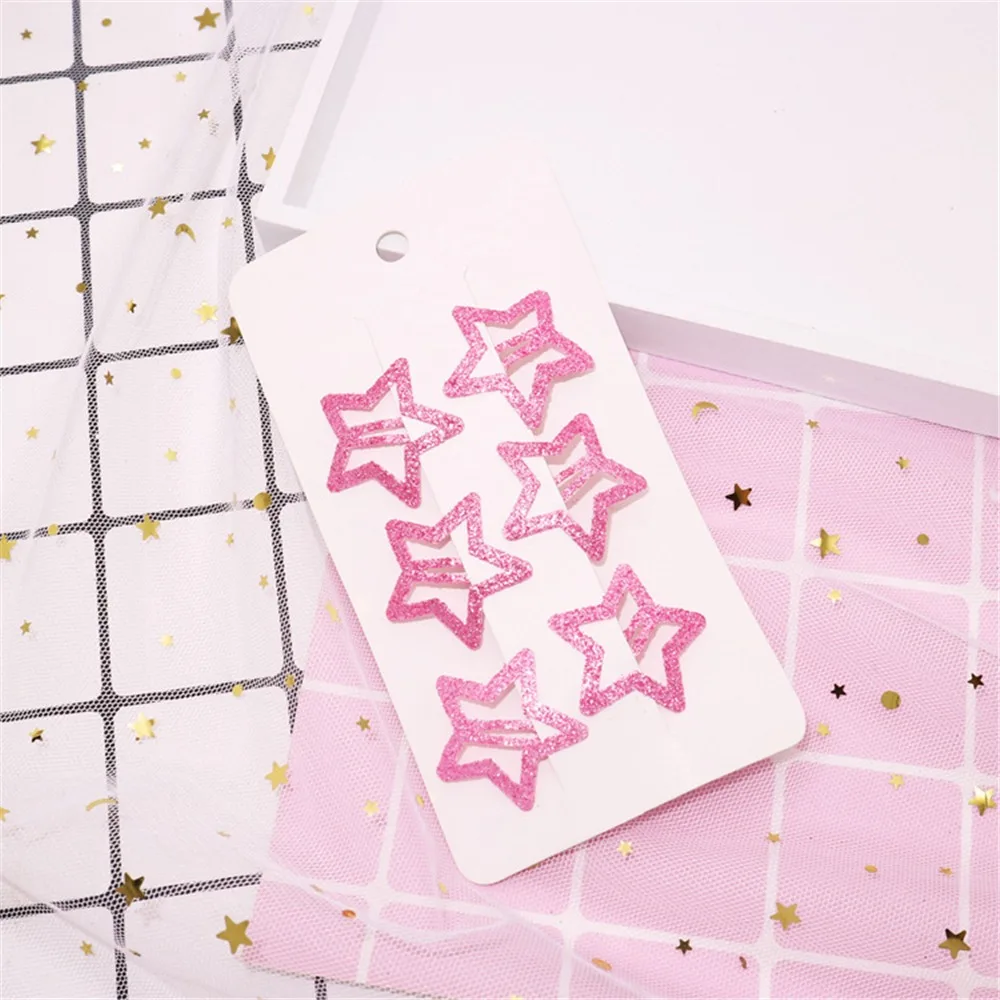 6 шт./компл. Star Форма волос заколки 3,5 см блеск Pentagram металлические Заколки для волос, шикарное заколки для волос для девочек BB зажимы - Цвет: 2