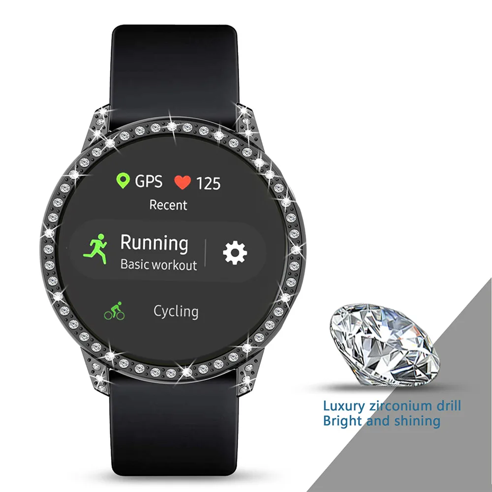 PC защитный чехол для samsung Galaxy Watch Active против царапин HD полный экран Защитная крышка часов с цирконием дрель