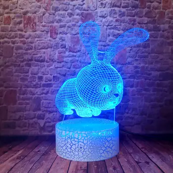 

Kawaii 3D Illusion LED Kids Nightlight Colorful Changing Sleeping Light Rabbit Animal Figure Toys Baby