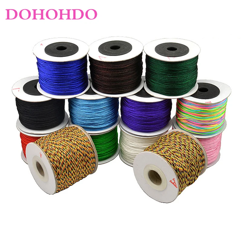 

100M 0.8mm 1mm 1.5mm 2mm Nylon Cord Cotton Cord For DIY Braided Bracelet Necklace Jewelry Making Thread Chinese Knot String 2020