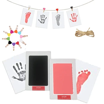 

1Set ( 1 Ink Pad + 2 Papers) DIY Baby Handprint Footprint Imprint Kit Baby Non-Toxic Souvenirs Casting Newborn Footprint Ink Pad