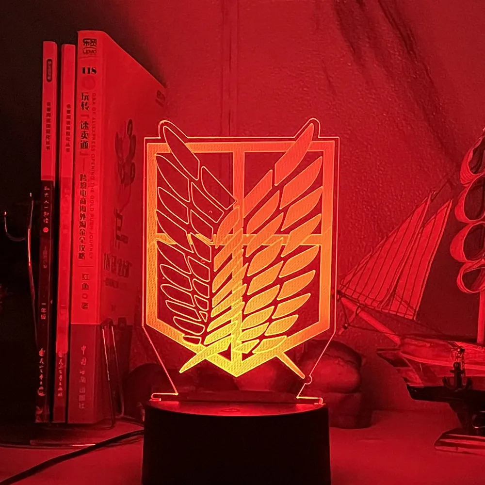Ataque em Titan Asas da Liberdade Candeeiros de Mesa Anime Lâmpadas Cores Mudando Crianças Quarto Decoração Led Night Light Presente Dropshipping 3d 7 5 Computers & Electronics