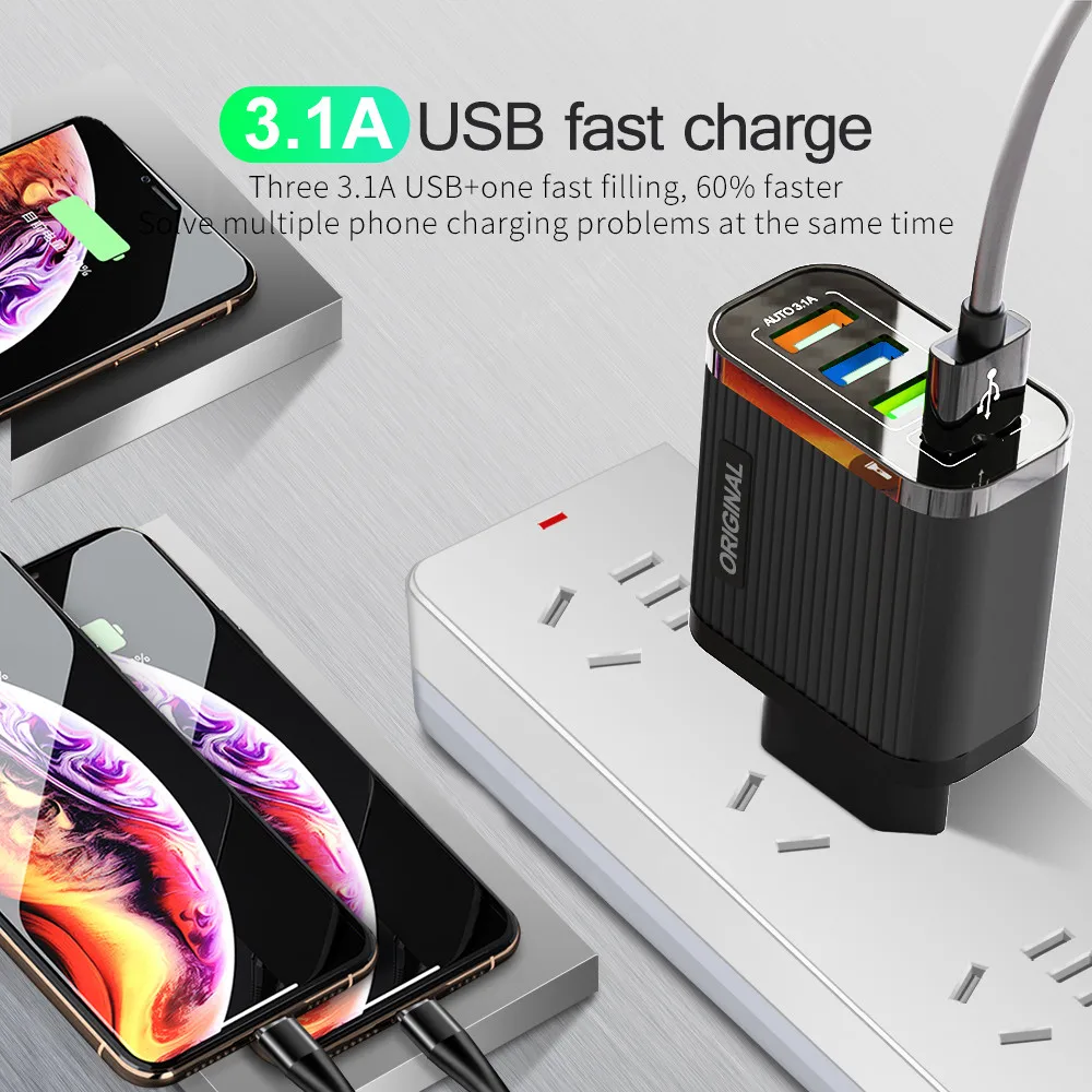Зарядное устройство с 4 USB портами 18 Вт QC 3 0|Зарядные устройства| |