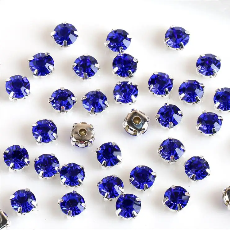 200 шт 4 мм ss16 стеклянный круглый серебряный коготь Flatback Стразы Красочный Кристалл AB пришить горный хрусталь DIY одежда аксессуары для шитья - Цвет: Royal blue
