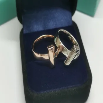 

S925 pure silver 1:1 classic rose gold, platinum T1 ms series gift ring