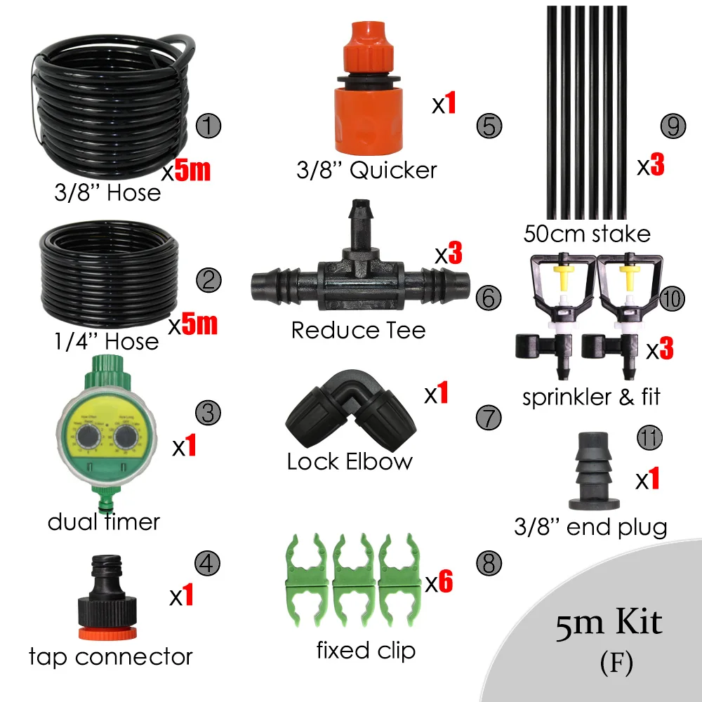 MUCIAKIE 30 м интеллектуальная система охлаждения полива 30 л/ч распылитель тумана на 50 см Кол садовые цветы наборы для ПОЛИВА МИКРО - Цвет: 5M Kits