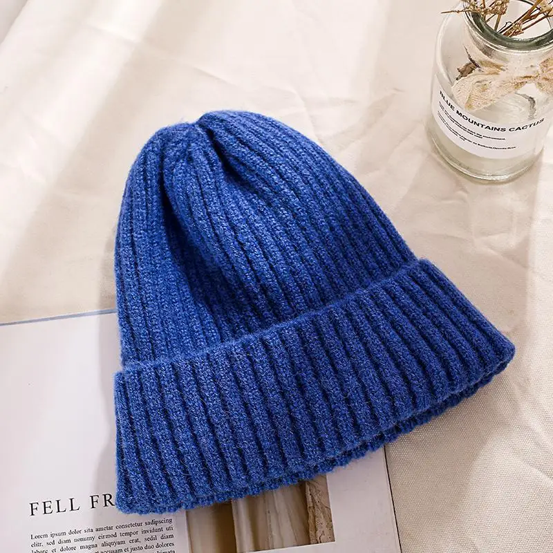 COKK новые модные вязаные шапки для женщин осень зима мягкие мужские Skullies Beanie трикотажные Gorras сплошной цвет хип-хоп шапка для мальчиков и девочек - Цвет: blue