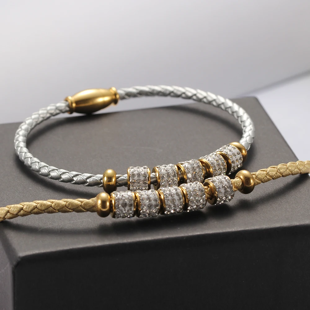 Leather Stainless Steel Bracelet Jewelry