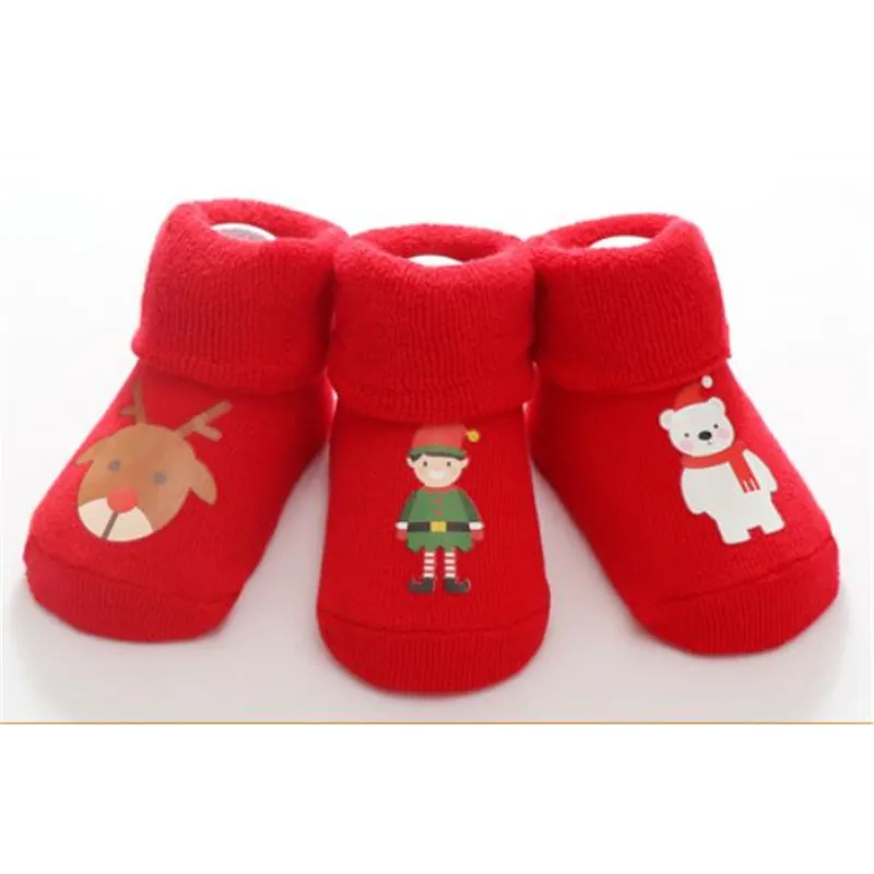 New Brand Infant Baby Boys Girls Christmas Socks Santa Claus Socks Cartoon Cute Printed Baby Girl Boy Winter Sock 3PCS/1PCS