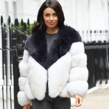 

Women Female Casual All-match Casual Jacket Autumn Winter Warm Coat Color Stitching Faux Fur Warm Coat Jacket