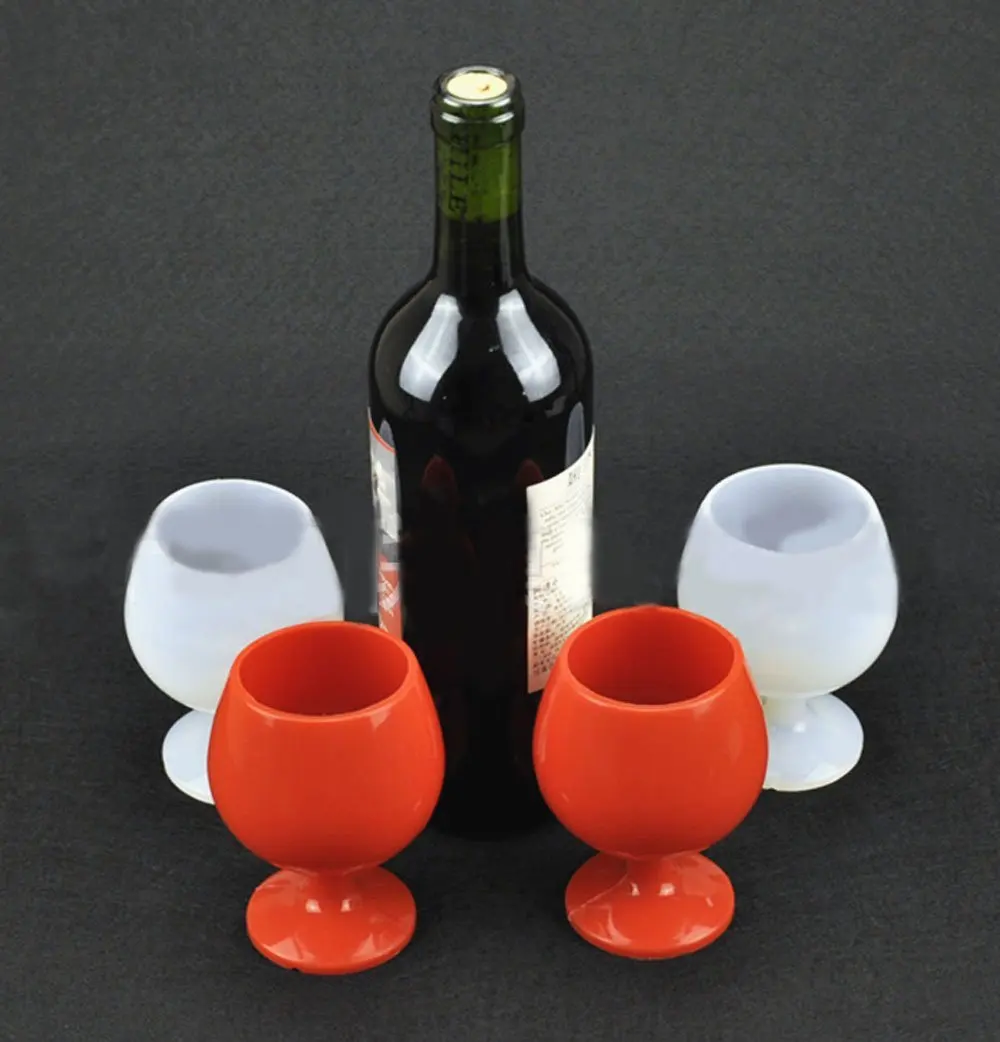 Cross Border for High Base Silicone Red Wine Cup Outdoor Portable Shatter-resistant Silicone Wine Glass Food Grade Glass