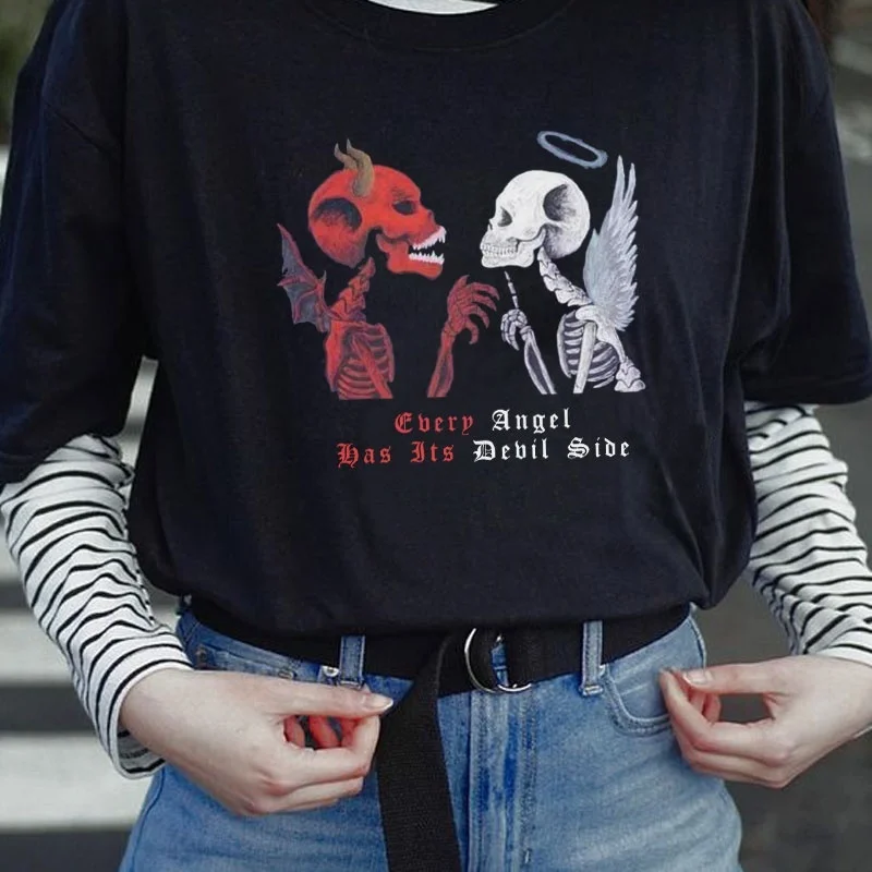 Angel Devil Gothic T Shirt Women's 