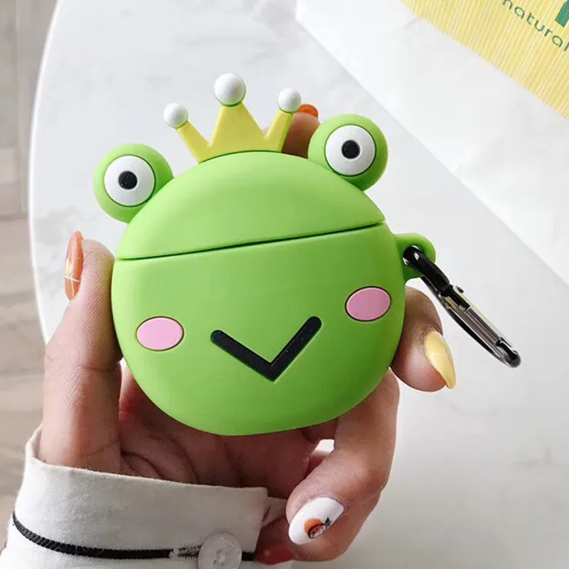 Frog prince Marvel Капитан Американский Супермен глаз логотип силиконовые AirPods 1 чехол беспроводной Bluetooth чехол для гарнитуры funda AirPods 2 аксессуары - Цвет: Frog prince
