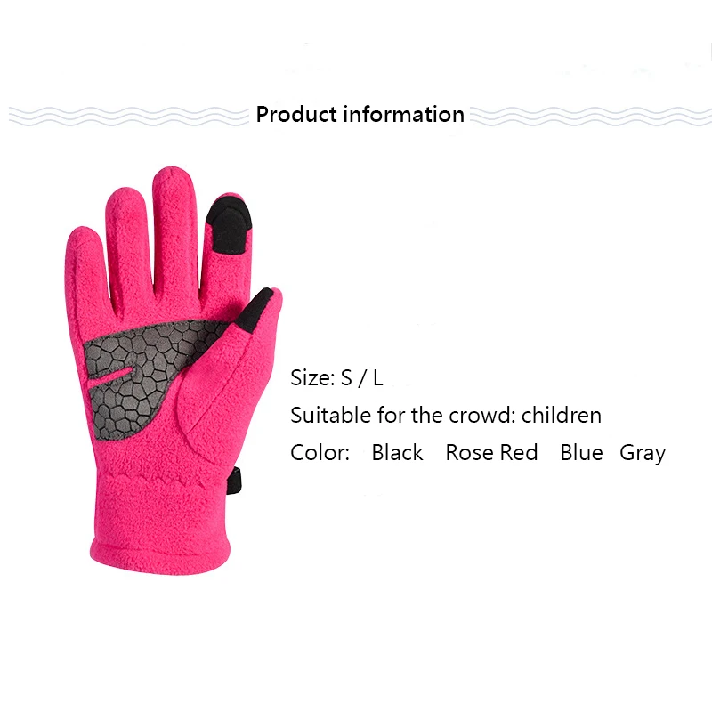 children winter touch screen warm gloves knitted long mittens thermal handschoenen Skiing cashmere heated kids sticky pink
