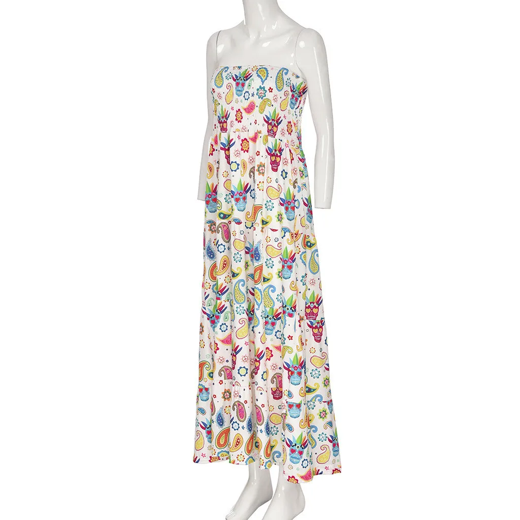 MISSOMO платья женские большие размеры летнее платье vestidos Boho печати Макси платье длинное платье без бретелек винтажный халат женский 815