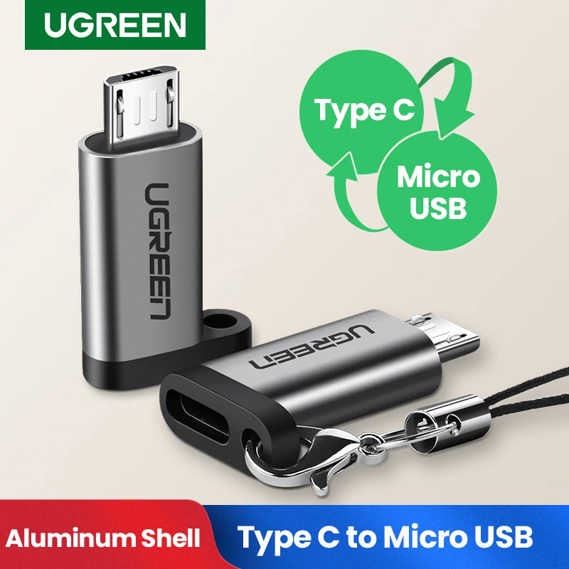 Ugreen-Adaptador USB tipo C a Micro USB hembra a macho, convertidor para Xiaomi, Samsung, Cable de datos