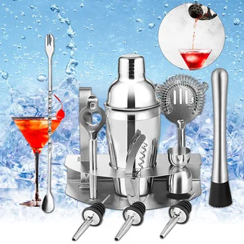 

12pcs Cocktail Shaker Set Bartender Drink Mixing Ice Clip Martini Bar Tools Stainless Steel Measuring Cup Professional Wine Home