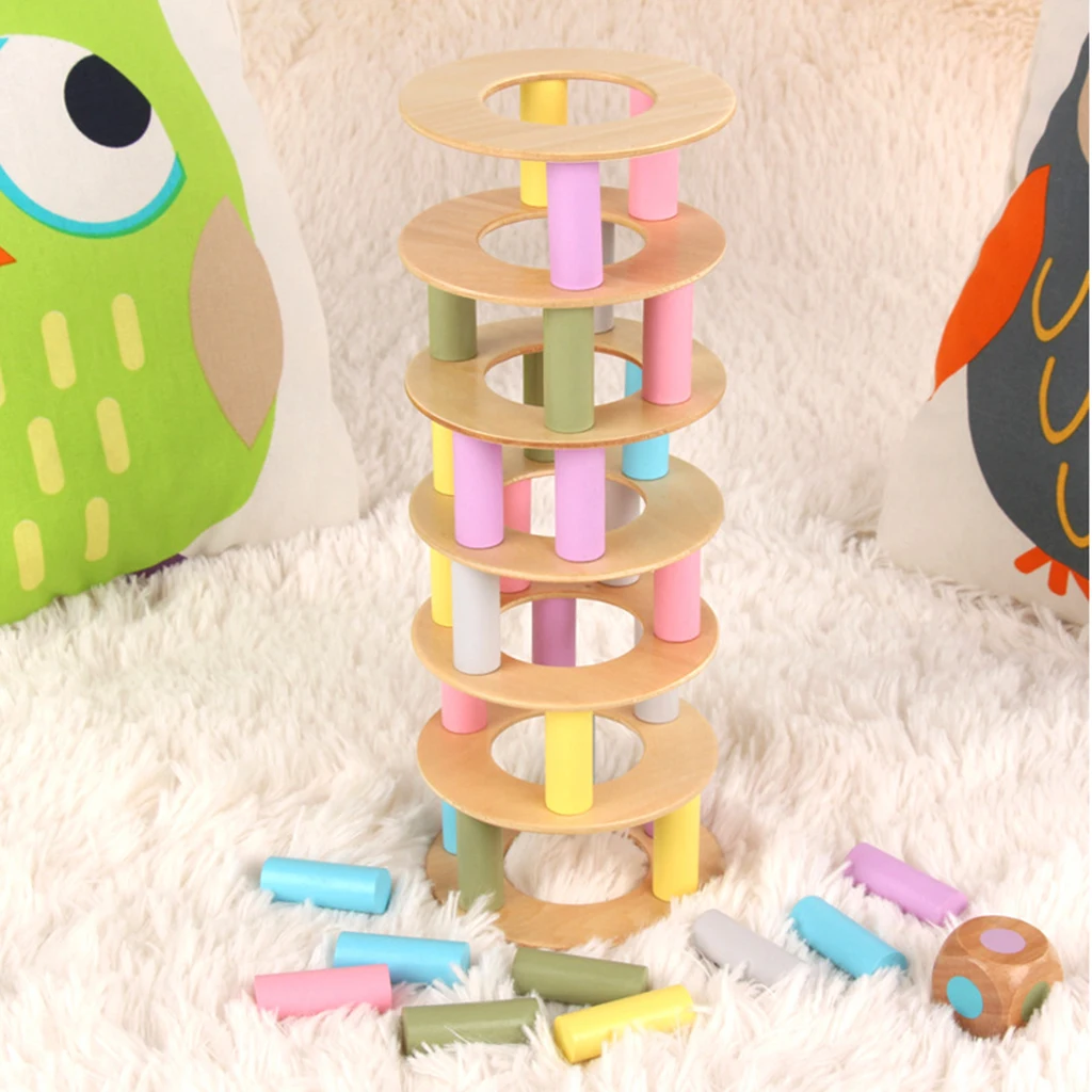 Leaning Tower Building Blocks Set Stacking Balance Game Kids Educational Toy