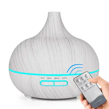 

400ml Ultrasonic Electric Air Humidifier Aroma Oil Diffuser Wood Grain remote 7 Lights Aromatherapy Electric Mist Maker