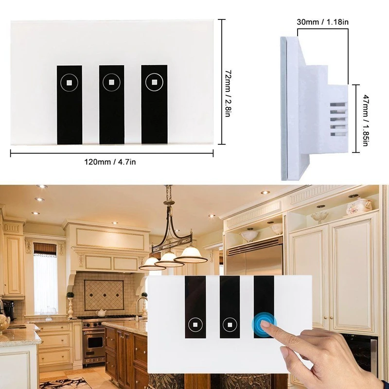 WiFi смарт Alexa светильник переключатель, 3 Банды сенсорный настенный светильник панель переключателя