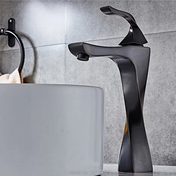 

Black brass wash basin sink mixer faucet deck installation hot and cold bathroom basin new faucet