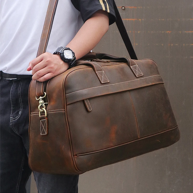 Luufan Nieuwe Stijl 100% Echt Lederen Travel Handtas Echte Koeienhuid Reizen Plunjezak voor Mannen Mannelijke Weekender Overnight Tassen Grote Luufan Nieuwe Stijl 100% Echt Lederen Travel Handtas Echte Koeienhuid Reizen Plunjezak voor Mannen Mannelijke Weekender Overnight Tassen Grote