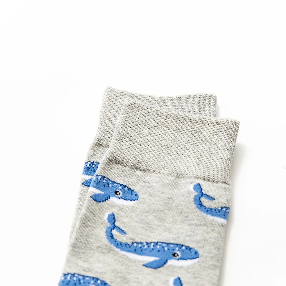 1 пара цветных носков из чесаного хлопка Длинные мужские Носки с рисунком акулы и